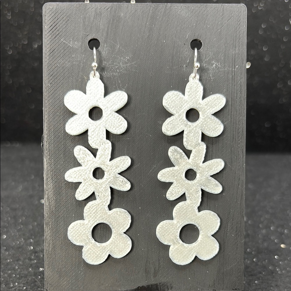White Floral Drop Earrings